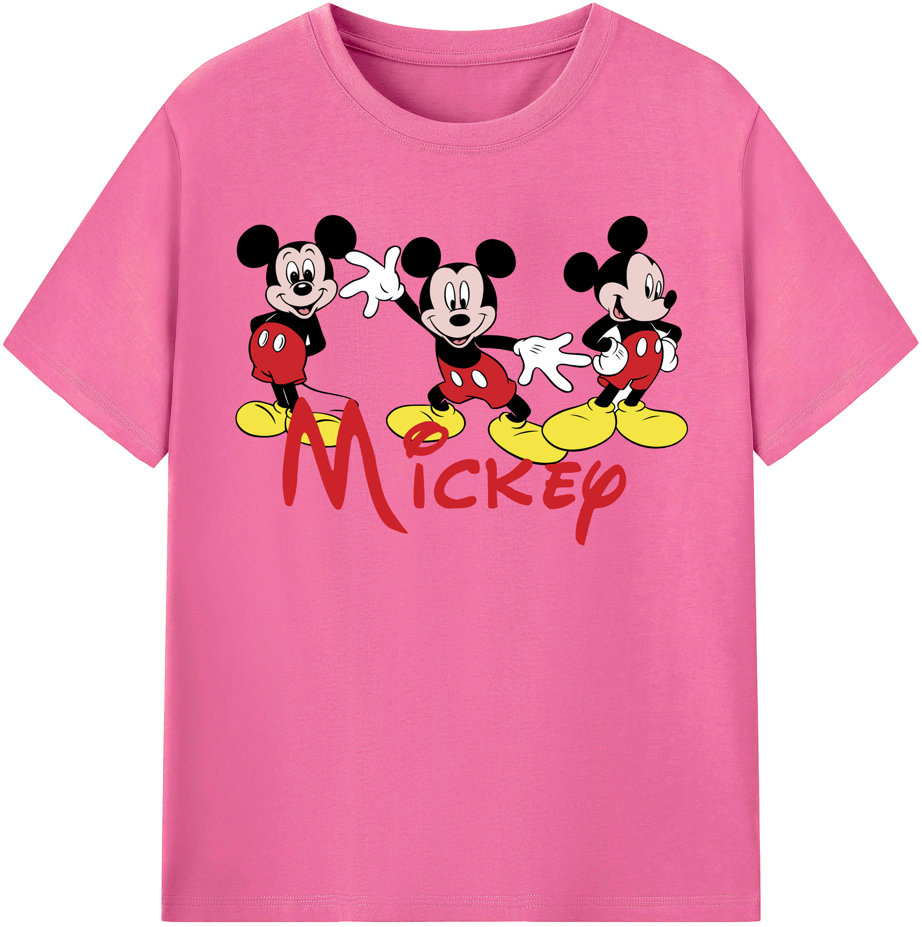 （画像用） ミッキーマウス Mickey Mouse レディースカジュアルプリントTシャツ（綿100％）